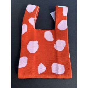 Buffollow Everyday tote Bag Knitted Wrist bag light weight Travel Pouch Orange